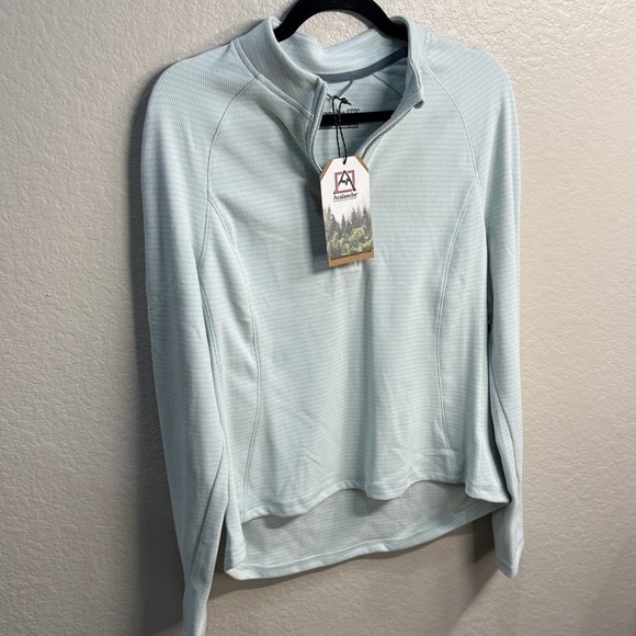 Avalanche Women's XL Long Sleeve 1/4 Zip Pullover Thumb Holes Blue Hiking Cabin - Picture 2 of 9